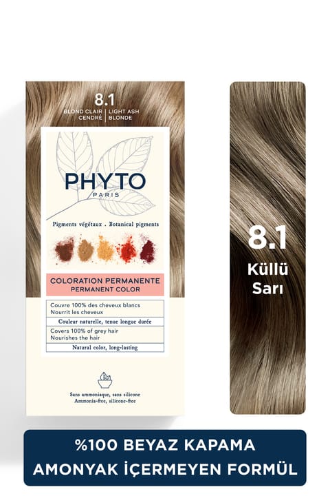 رنگ موی گیاهی دائمی Phyto Color بدون آمونیاک با ترکیبات طبیعی 8.1 زرد خاکستری