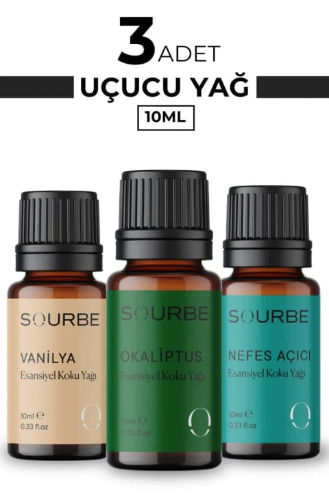 SOURBE اکالیپتوس وانیل اسانس روغن معطر ۳×۱۰ میلی‌لیتر