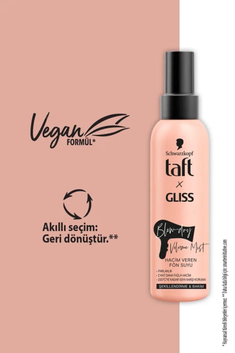 Taft X Gliss اسپری حجمدهنده حالتدهنده با سشوار ۱۵۰ میلیلیتر