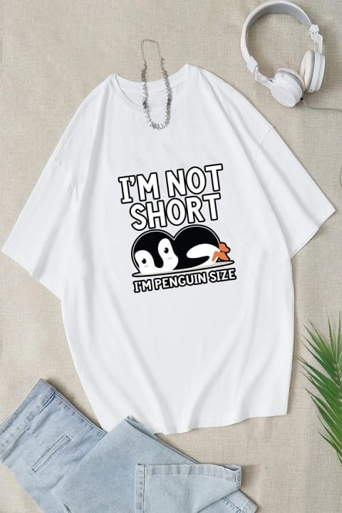 تیشرت اورسایز یونیسکس uyguntarz با چاپ I'm Not Short