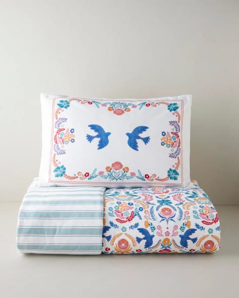 ست ملحفه یک نفره پنبه‌ای Meadow Folk سایز 160x220 سانتی‌متر قرمز - سبز