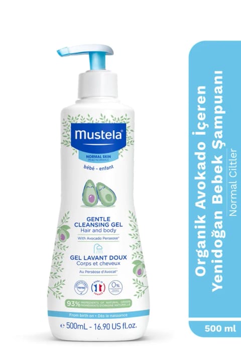 Mustela شامپو بدون اشک نوزاد حاوی آووکادوی ارگانیک برای مو و بدن