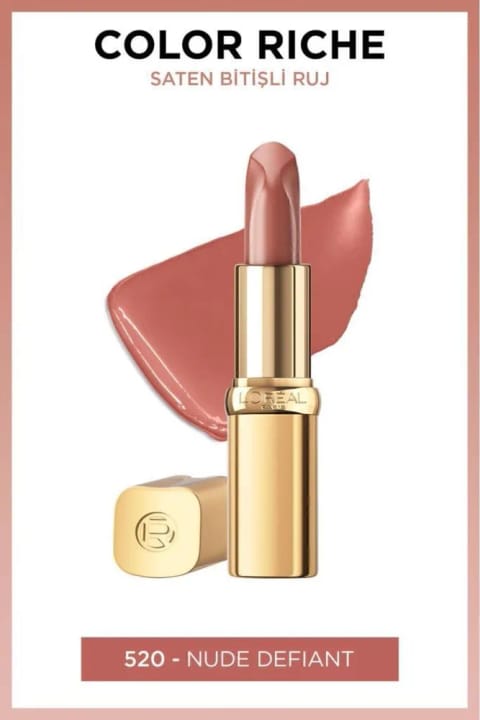رژ لب L'Oreal Paris Color Riche با رنگدانه شدید و پایانی ساتن - 520 NUDE DE...
