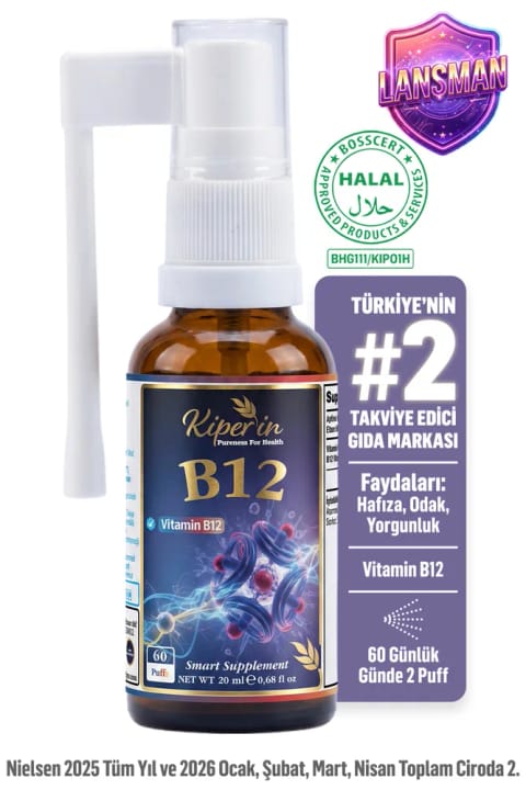 Kiperin B12 Sprey | 1500 mcg | جذب بالا | حمایت از انرژی و تمرکز | 20 میلیلیتر