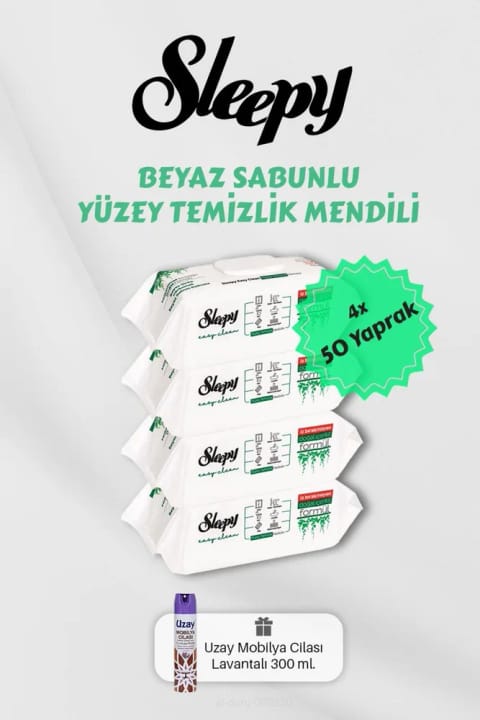 Sleepy 200 Adet Beyaz Sabunlu Havlu، همراه با هدیه واکس مبلمان اسطوخودوس