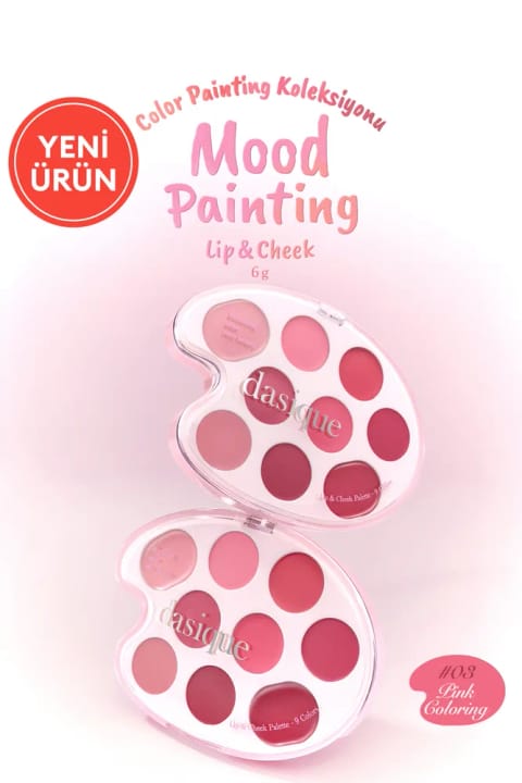 dasique پالت ۹ رنگ رژ لب و رژگونه Mood Painting Lip & Cheek Palette (#03 Pi...