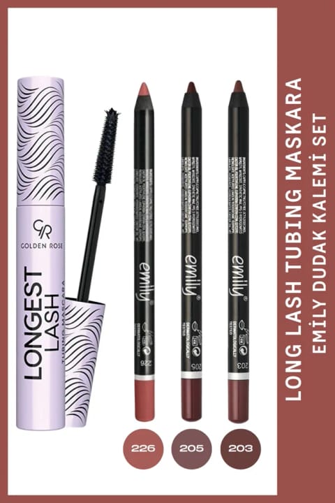 Golden Rose Long Lash Tubing Maskara و Emily Lip Liner Set