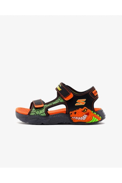 SKECHERS S-LIGHTS: CREATURE-SPLASH پسر بچه بزرگ سایز 40 صندل مشکی چراغدار