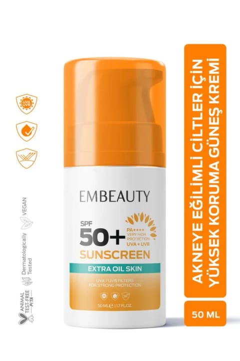 کرم ضدآفتاب صورت Embeauty مخصوص پوست چرب و مستعد آکنه با SPF 50+