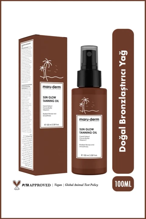 Maru.Derm روغن برنزه‌کننده طبیعی SPF 0 - Sun Glow Tanning Oil | 100 ML