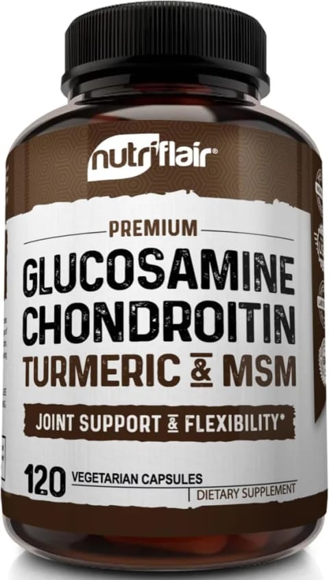 NutriFlair Glucosamine Chondroitin Turmeric MSM Boswellia - Joint Pain Relief 120 Caps