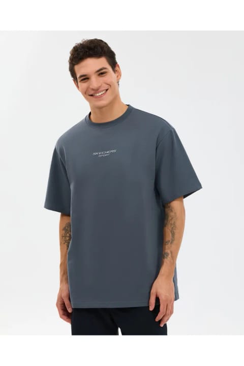 تیشرت اسکچرز مدل M Graphic Tee با لوگوی رفلکت اورسایز مردانه طوسی S231094...
