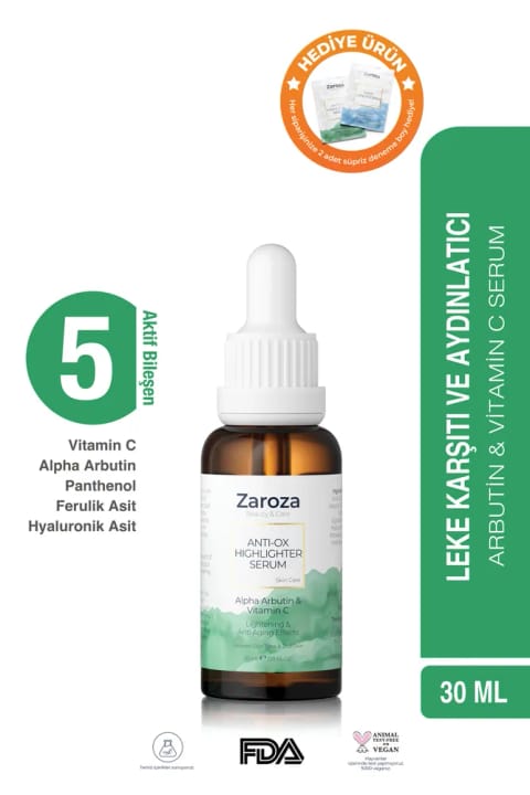 ZAROZA ضد لک، یکنواختکننده و روشنکننده پوست با ARBUTIN و VITAMIN C