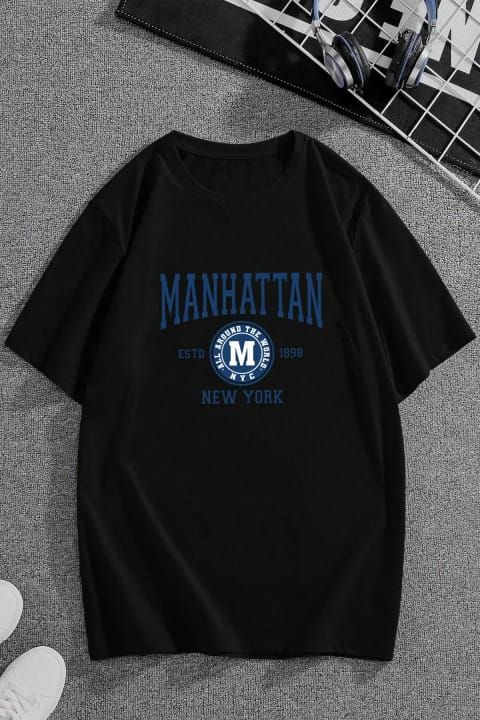تیشرت اورسایز پنبهای چاپ Manhattan برند uyguntarz