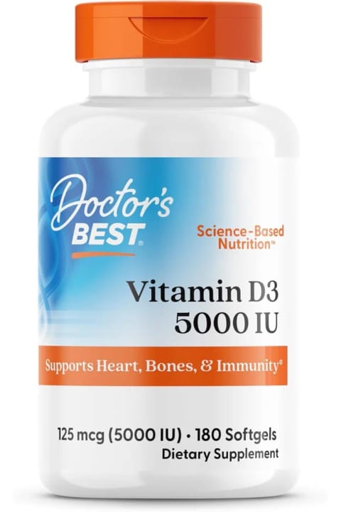Doctor's Best Vitamin D3 125 mcg 5000 IU 180 Softgel محصول آمریکا