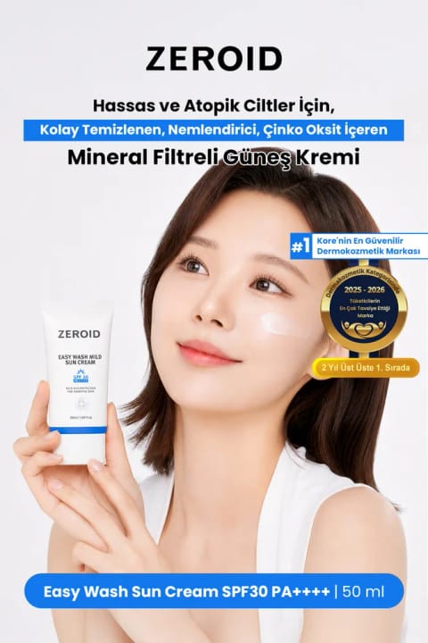 zeroid کرم ضد آفتاب معدنی با شستشوی آسان مناسب پوست آتوپیک Easy Wash Mild Su...