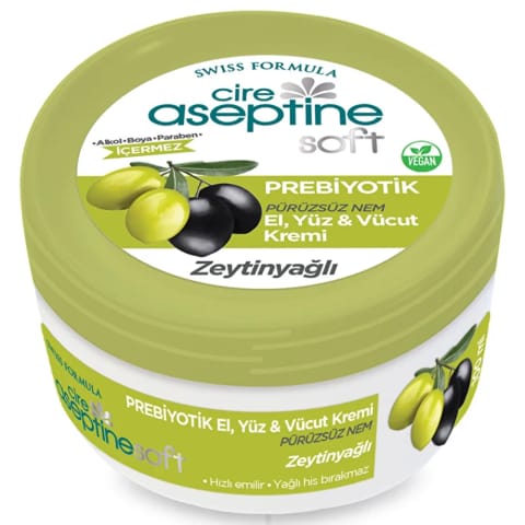 Cire Aseptine Soft کرم مرطوبکننده و نرمکننده زیتونی حاوی پریبیوتیک 100 میلیلیتر