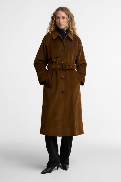 کت کشمیر Barbour Antonella Cord Trench Casual TA51 Tan Birchwood Dress