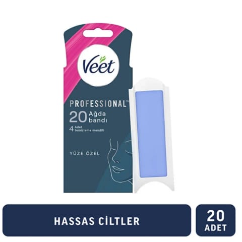 Veet Professional نوار اپیلاسیون مخصوص صورت برای پوست حساس ۲۰ عددی