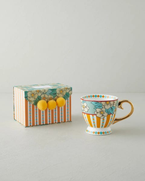 ماگ Nostalgic Grace New Bone China 460 ml زرد - آبی