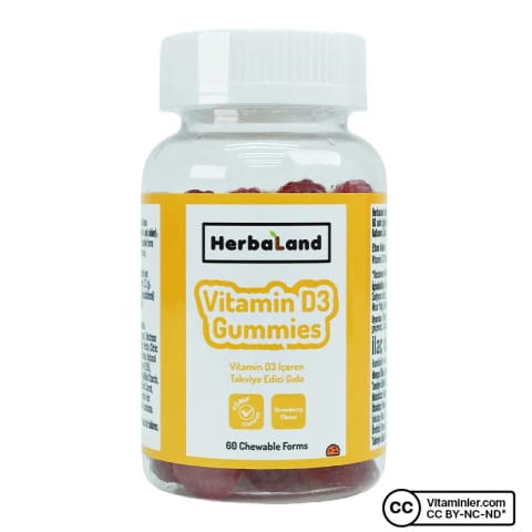 Herbaland Gummies Vitamin D3 60 عدد شکل جویدنی توت فرنگی