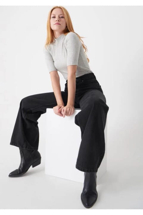 Ramrod Jeans شلوار جین مشکی راسته پاچه تنگ کمر بلند