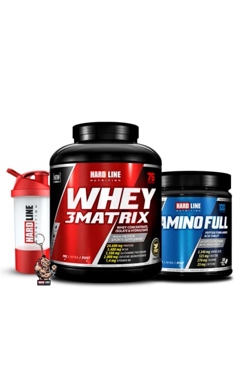 Hardline Hardline 3 Whey Matrix 2300 استرابری + Amino Full + جاکلیدی 3D + شیکر...