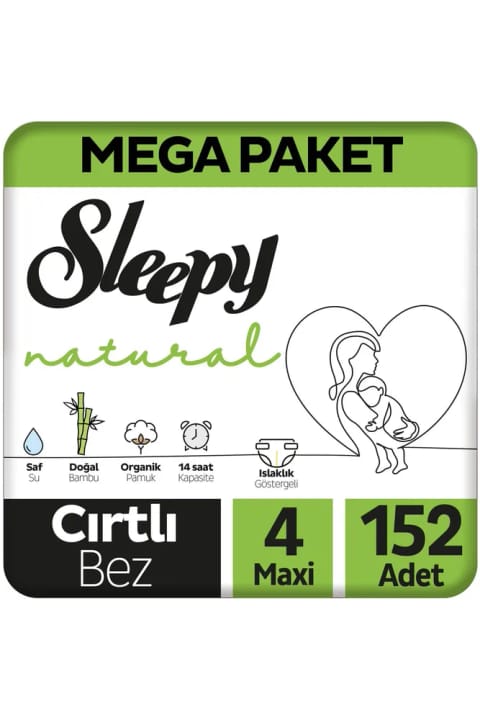 Sleepy Natural مگا پک پوشک بچه سایز 4 ماکسی 152 عددی