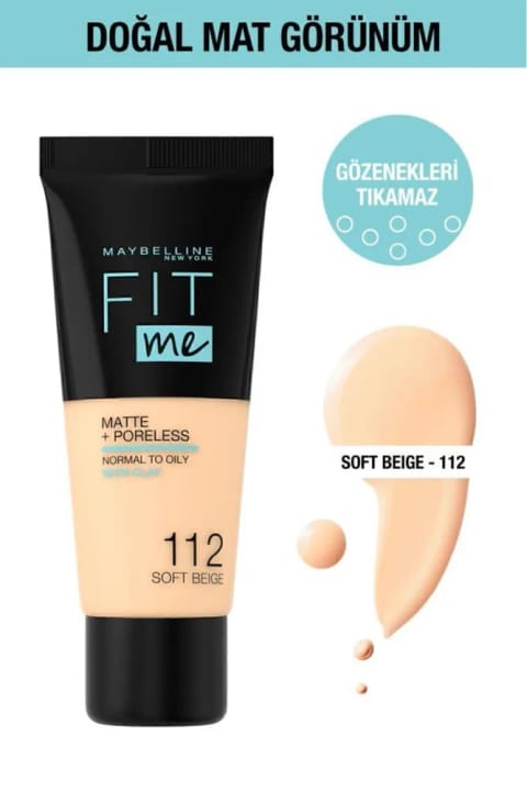 Maybelline New York Fit Me Matte Poreless فوندتن - 112 Soft Beige