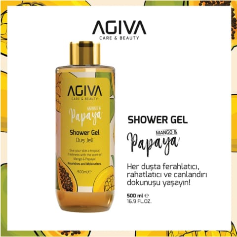 Agiva Care & Beauty شاور ژل مانگو پاپایا 500 میلیلیتر
