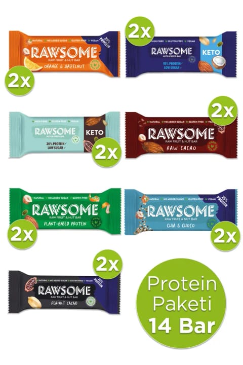 Rawsome بسته بار پروتئینی بالا بدون گلوتن و وگان ۱۴ عددی