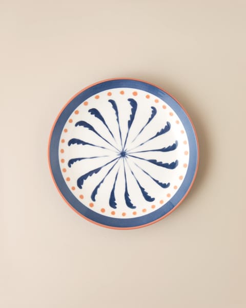 بشقاب پاستا Verlune New Bone China 15 سانتی‌متری آبی - صورتی
