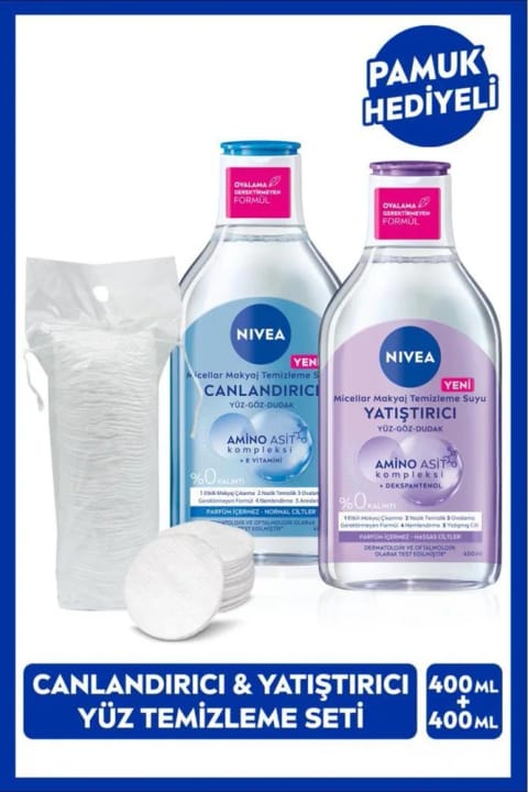 NIVEA شادابکننده و تسکیندهنده میسلار واتر پاککننده آرایش ۴۰۰ میلیلیتر (ست)