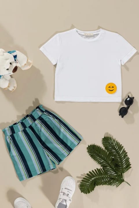 ست بالا تنه و پایین تنه سبز با جزئیات Emoji
