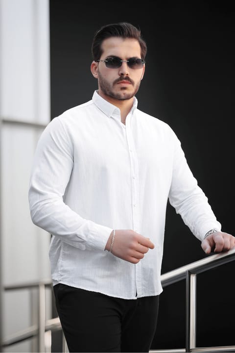 پیراهن مردانه کتان Valiberta York - سفید
