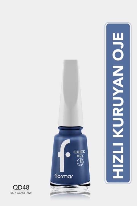 Flormar لاک ناخن زود خشک‌شو و براق Quick Dry - رنگ QD48 Salt Water Love