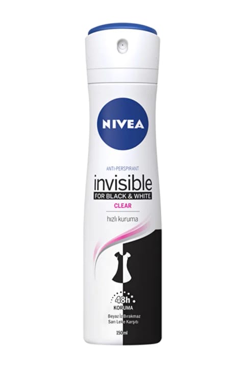 NIVEA دئودورانت نامرئی مشکی و سفید کلیر ۱۵۰ میلی‌لیتری