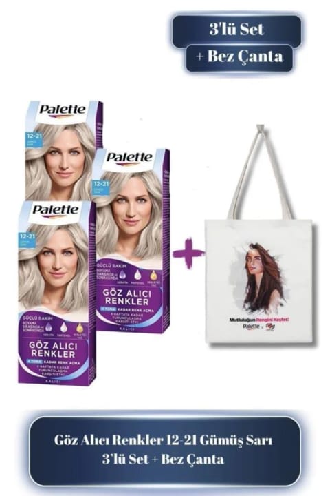 Palette Göz Alıcı Renkler 12-21 Gümüş Sarı x3 - Çanta
