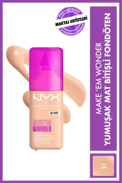 NYX Professional Makeup Make’ Em Wonder فونداسیون مایع با پایه مات نرم - 03 Fair