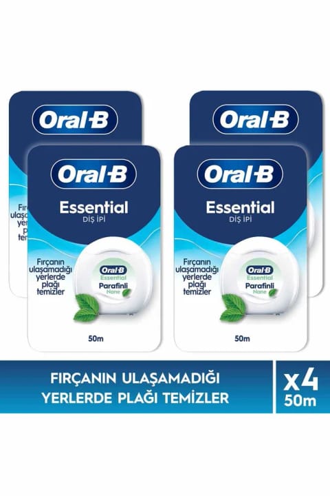 نخ دندان Oral-B Essential، پاککننده پلاک، نخ دندان پارافینه، طعم نعنا، 50 متر × 4