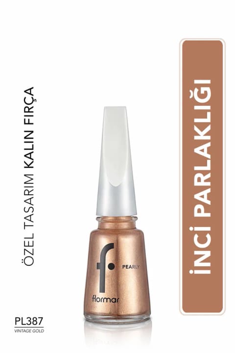 Flormar Pearly لاک ناخن شیمر نیمه شفاف و براق - PL387 VINTAGE GOLD