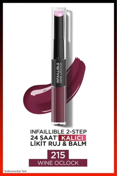 L'Oreal Paris Infaillible 2-Step 24 ساعت ماندگاری رژ لب مایع و بالم - 215 Wine O...