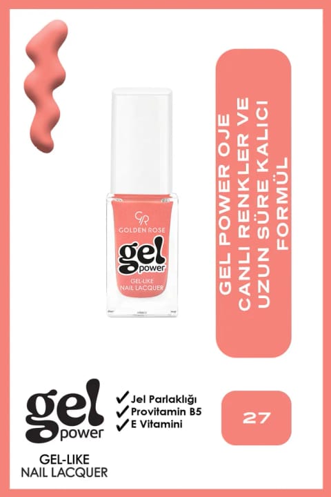 Golden Rose Gel Power لاک ناخن با جلوه ژل - شماره 27