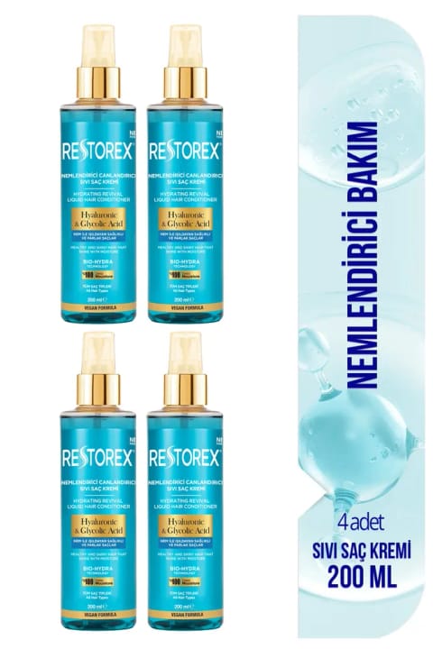 Restorex Hydra نرمکننده مایع مرطوبکننده و احیاکننده مو ۴×۲۰۰ میلیلیتر