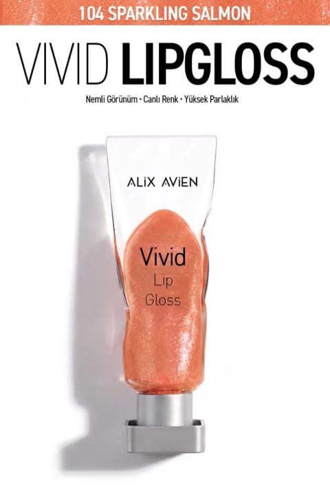 براق‌کننده لب مرطوب‌کننده Alix Avien حاوی Vitamin E با فینیش براق - Vivid Li... — 104 Sparkling Salmon