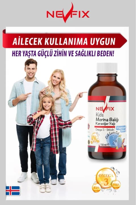 Nevfix روغن جگر ماهی کاد با منیزیم گلایسینات و روی