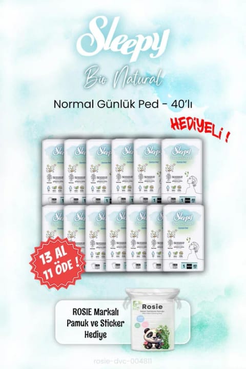 Sleepy Bio Natural روزانه 40 عددی و ROSIE - بسته 13 عددی به قیمت 11 عدد