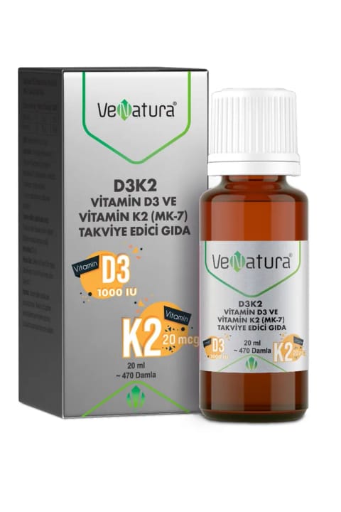 VeNatura D3K2 ویتامین D3 و مناکینون 7 (MK-7) مکمل غذایی 20 میلی‌لیتر