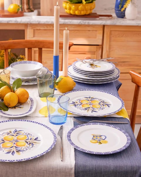 سرویس غذاخوری Kütahya Porselen Amalfi ۲۶ پارچه ۶ نفره آبی-زرد