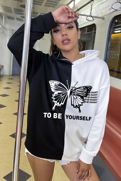 سویشرت اورسایز چاپی To Be Yourself uyguntarz